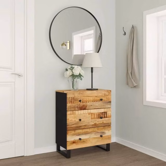 Berkfield Home Mango Wood Sideboard in Brown, W/D/H: 60 x 33 x 75 cm