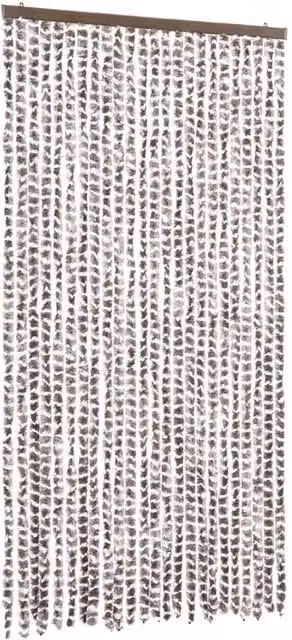 Berkfield Home Chenille Insect Curtain in White and Beige, W: 100 cm, H: 220 cm
