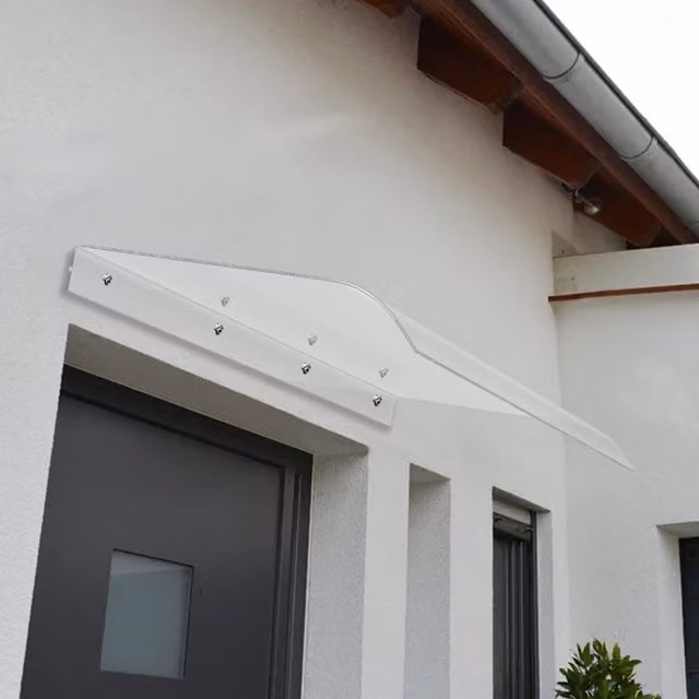 Breeins Transparent and White Plastic Window and Door Awning Canopy, Width: 40 cm
