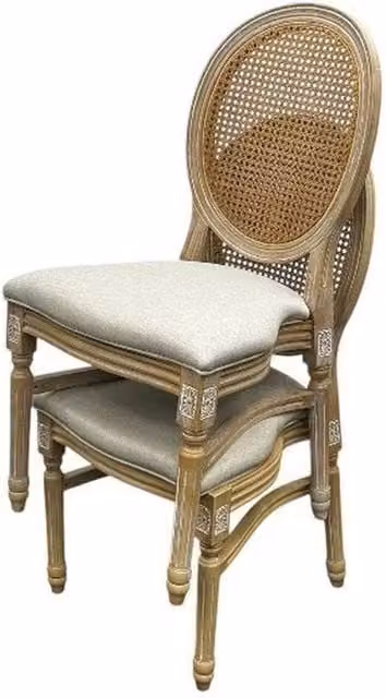 Kelvenix Pack of 2 Brown Cane Backed Dining Chairs with Rattan Detail