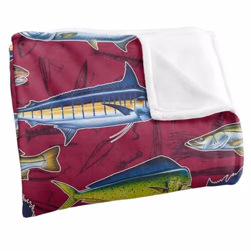 JQ Licensing Saltfish Fishing Pattern Super Soft Fleece Throw Blanket, Multicolour, W: 91 cm, D: 147 cm – 2