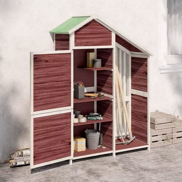 Berkfield Home Garden Tool Shed in Brown Solid Wood Pine, W/D/H: 120 x 53.5 x 170 cm – 1