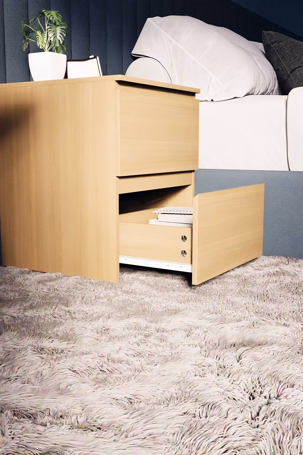 HD Designs Denver 2 Drawer Bedside Chest of Drawers in Brown – 5