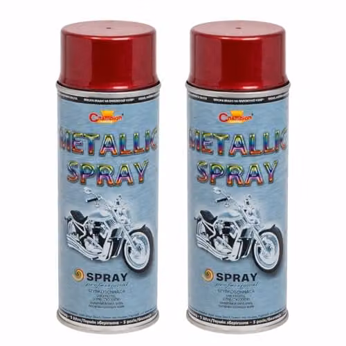 Sola Red Metallic Acrylic Spray Paint, 2 x 400 ml, Gloss Shimmer Finish for Metal, Aluminium and Wood
