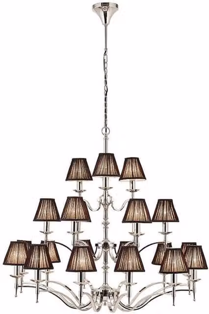 Interiors 1900 Stanford 21 Light Multi Arm Chandelier in Polished Nickel Plate Finish with E14 Bulbs, Diameter: 108 cm