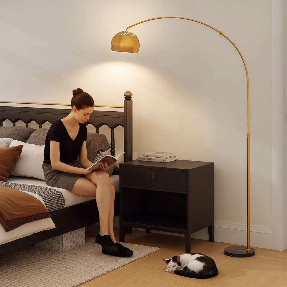 Wyld Haus Ketota Black and Gold Arc Floor Lamp with Adjustable Bell Shade, Height: 167 cm – 6