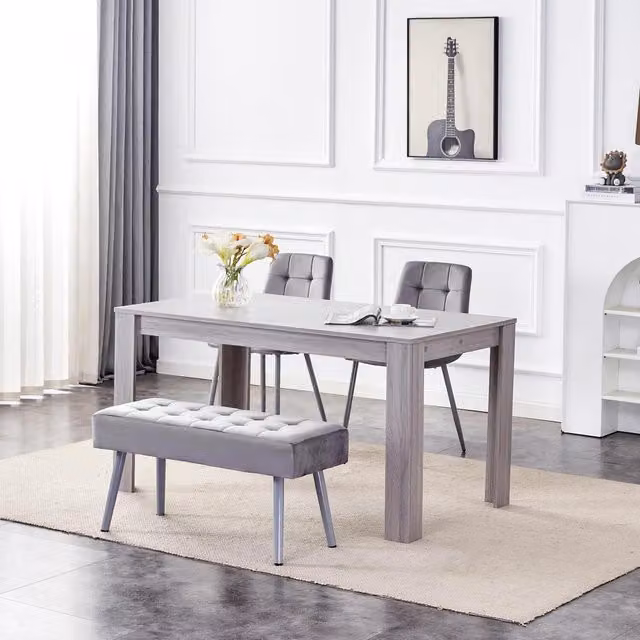 Kosy Koala Arrow Grey Modern Rectangular Dining Table Set with Bench