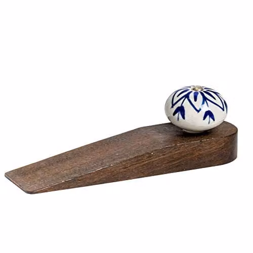 Nicola Spring Traditional Vintage Wooden Door Wedge Stop Block in Blue – 1