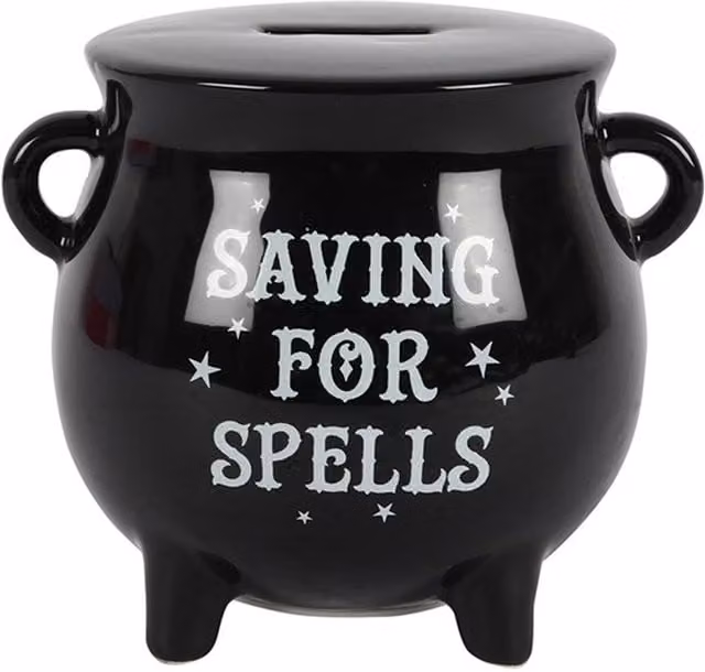 KDMK Trendy Halloween Cauldron Money Box, Black Ceramic Tabletop Decor