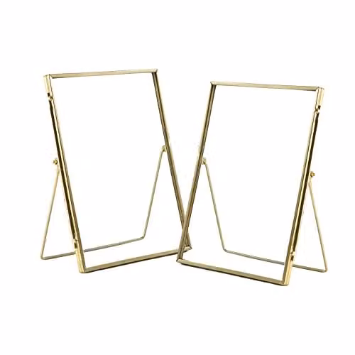 Nicola Spring Pack of 2 Modern Metal Photo Frames in Gold, Fits 15 x 20 cm – 1