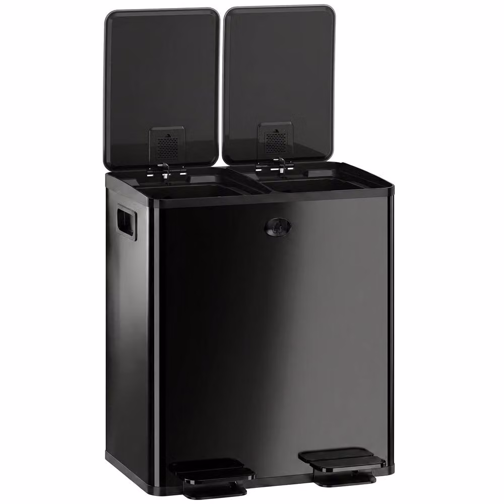 STILVORA Dual Kitchen Bin 40L with Soft-Close Lid and Odour Filter, Black – 4