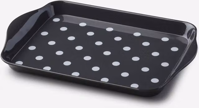 Zeal Melamine Dotty Mini Serving Tray with Handles, Grey, W: 18.0 cm x D: 14.0 cm x H: 2.0 cm – 1