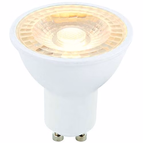 Loops 6W LED GU10 Light Bulb, Warm White 3000K, 420 Lumen, White and Transparent