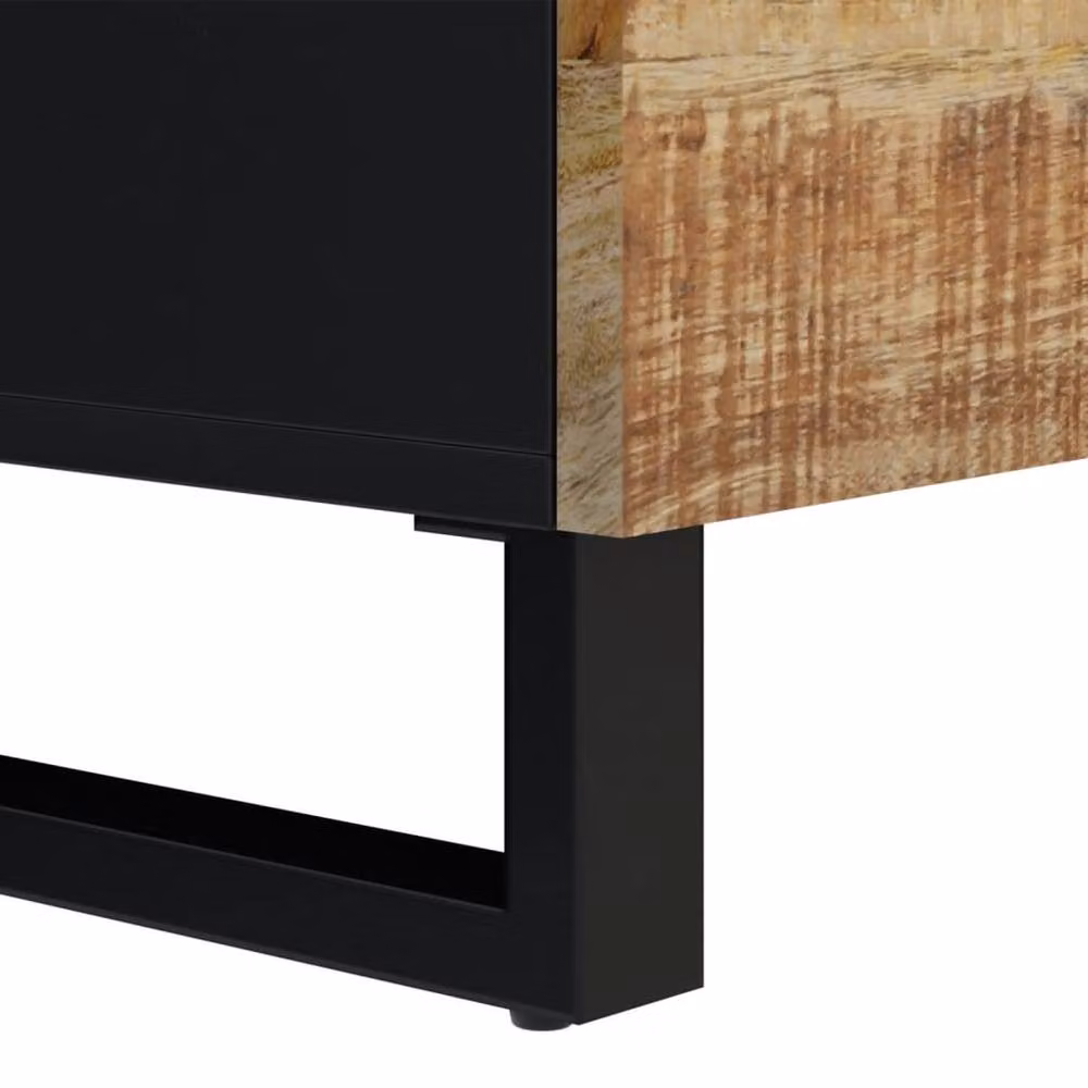 Berkfield Home Industrial Mango Wood Sideboard with 2 Doors, Brown, W/D/H: 80 x 33 x 75 cm – 6