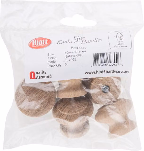 Hiatt Hardware Brown Oak Wood Ring Knobs