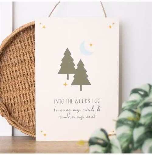KDMD Into the Woods Rectangular Hanging Wall Plaque in Beige and White