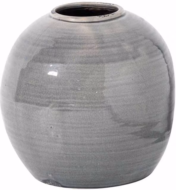 Lemon Pavilion Furniture and Decor Garda Glazed Tiber Vase, Grey Ceramic, W: 29 cm, D: 29 cm, H: 28 cm