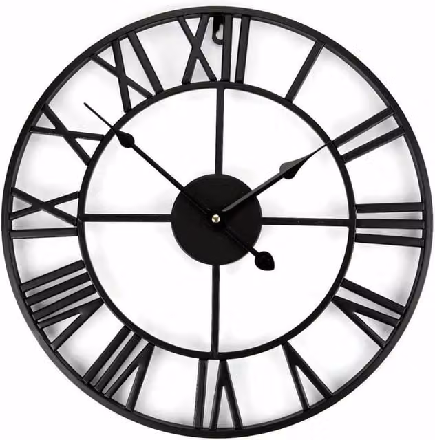 NESTLUNE Large Outdoor Garden Wall Clock with Roman Numerals in Black, W: 60 cm, H: 60 cm – 1