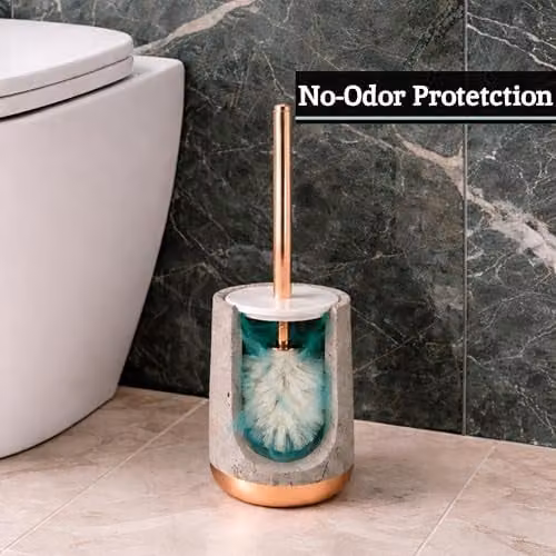 Orsina Neptune Freestanding Toilet Brush and Holder with Brush, Grey and Stone, W/D/H: 10 x 10 x 39 cm – 3