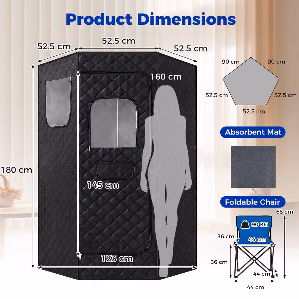 Costway Portable Full Body Far Infrared Sauna Tent with Heated Foot Pad, Black – 2