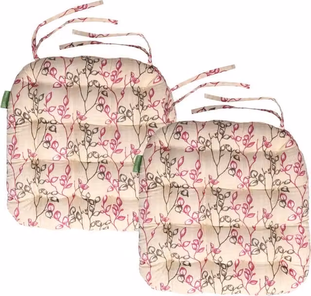 Gardenista Provence Vine Tufted Outdoor Garden Chair Cushion Set of 2, Multicolour, Weatherproof and Water Repellent