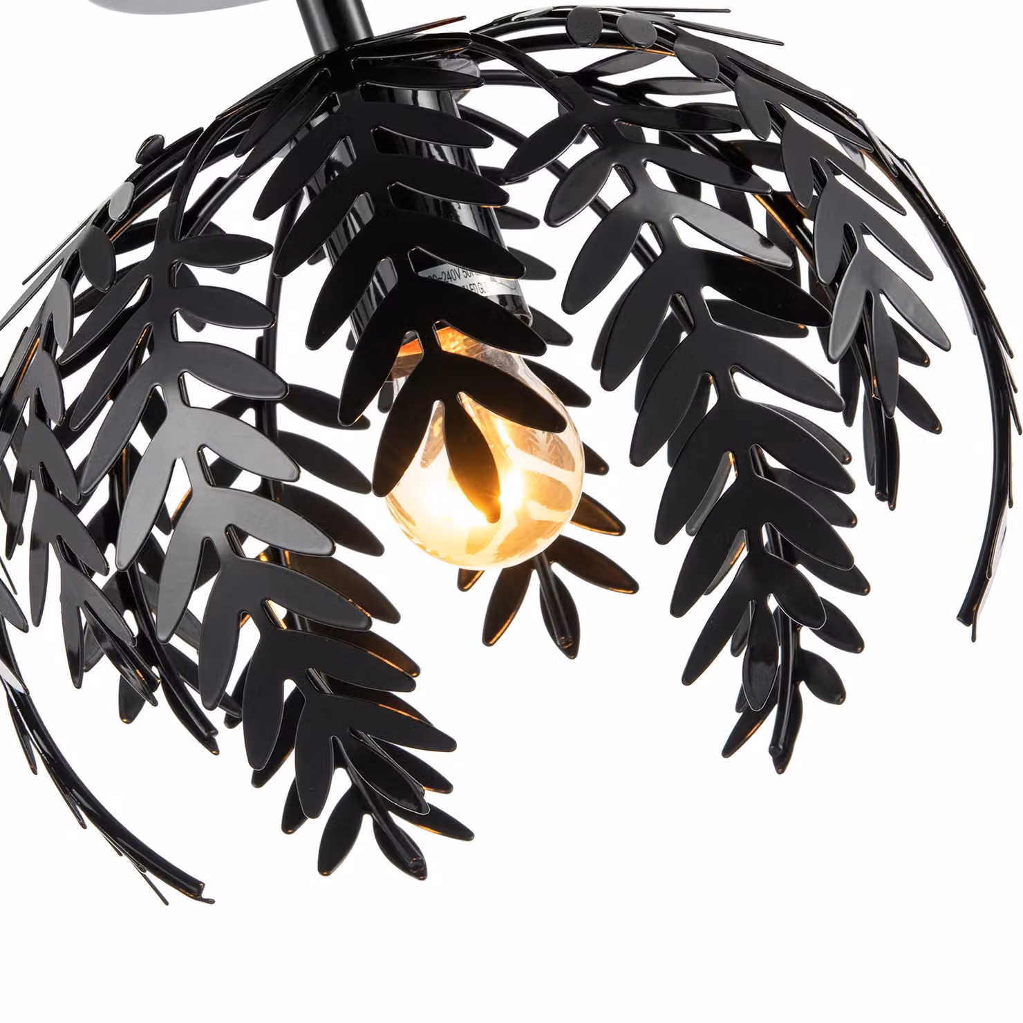 Happy Homewares Contemporary Fern Leaf Design Ceiling Light Fitting in Black Gloss Finish – 2