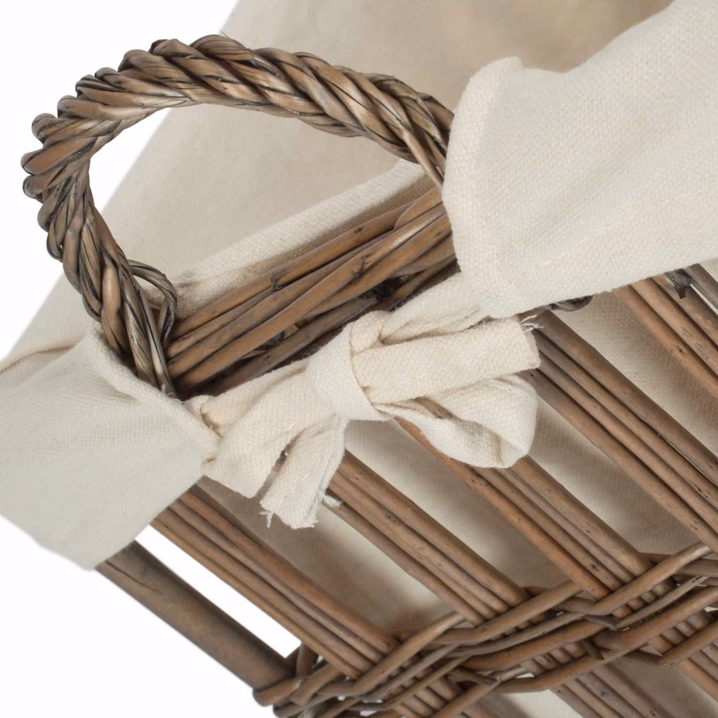 Red Hamper Malmo Openwork Wicker Laundry Basket with Removable Cotton Lining in Brown, Width: 34 cm – 3