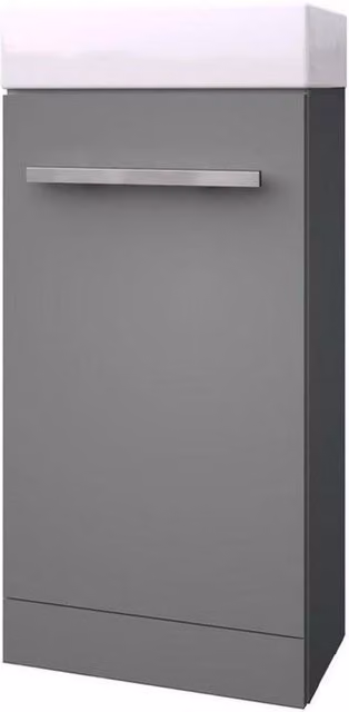Clifton Grey Gloss Bathroom Standing Cloakroom Unit with Basin, Width: 40 cm