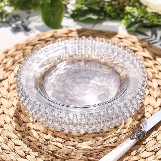 Dibor Bella Perle Glass Dinnerware Set of 10 Clear Dessert and Side Plates, Diameter: 20 cm – 1