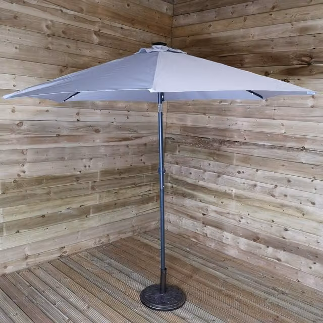 Samuel Alexander Solar Powered LED Crank Tilt Garden Patio Parasol, Grey, Height: 270 cm