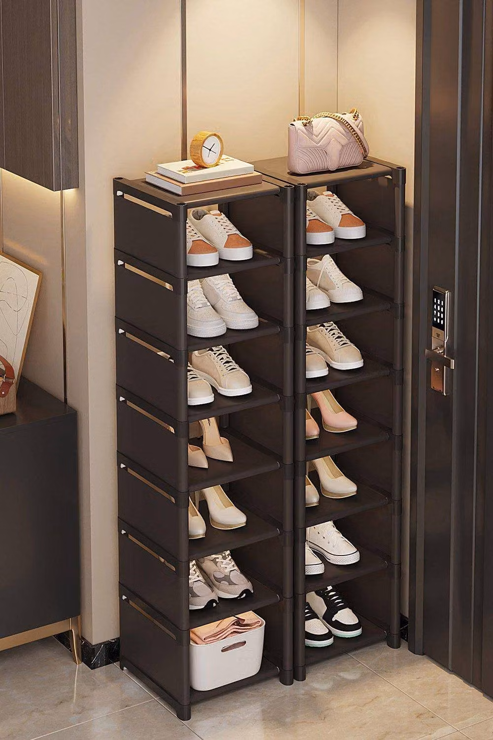 H&O Direct 8-Tier Adjustable Black Shoe Storage Rack – 4