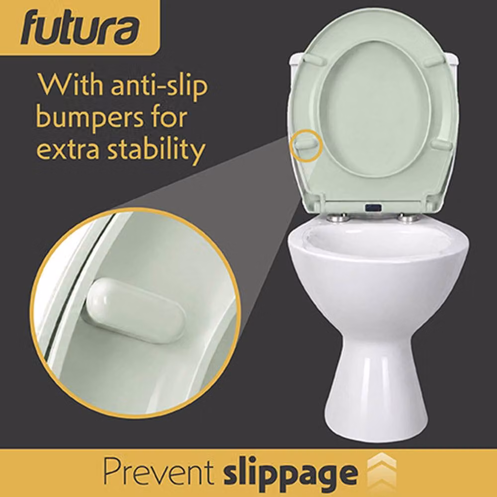 Futura Soft Close Oval Premium Thermoplastic Universal Toilet Seat in Pale Green, 50 cm – 3