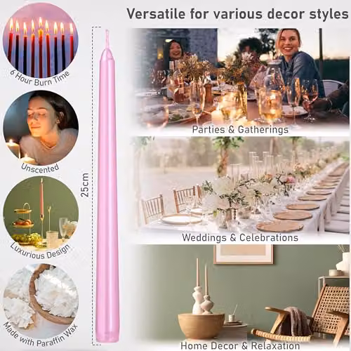 Deco Express Set of 6 Classic Taper Candles in Gold/Brass – 2