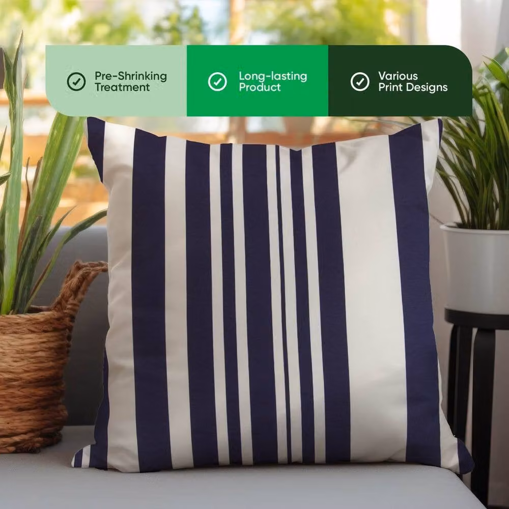 Gardenwize Pack of 2 Blue Striped Square Outdoor Scatter Cushions with Removable Washable Covers – 4