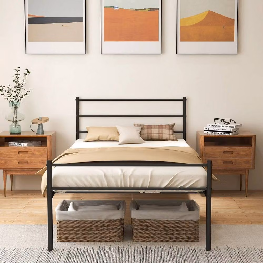 NESTLUNE Heavy-duty Single Metal Bed Frame, Black, W/D/H: 90 x 190 x 220 cm – 2