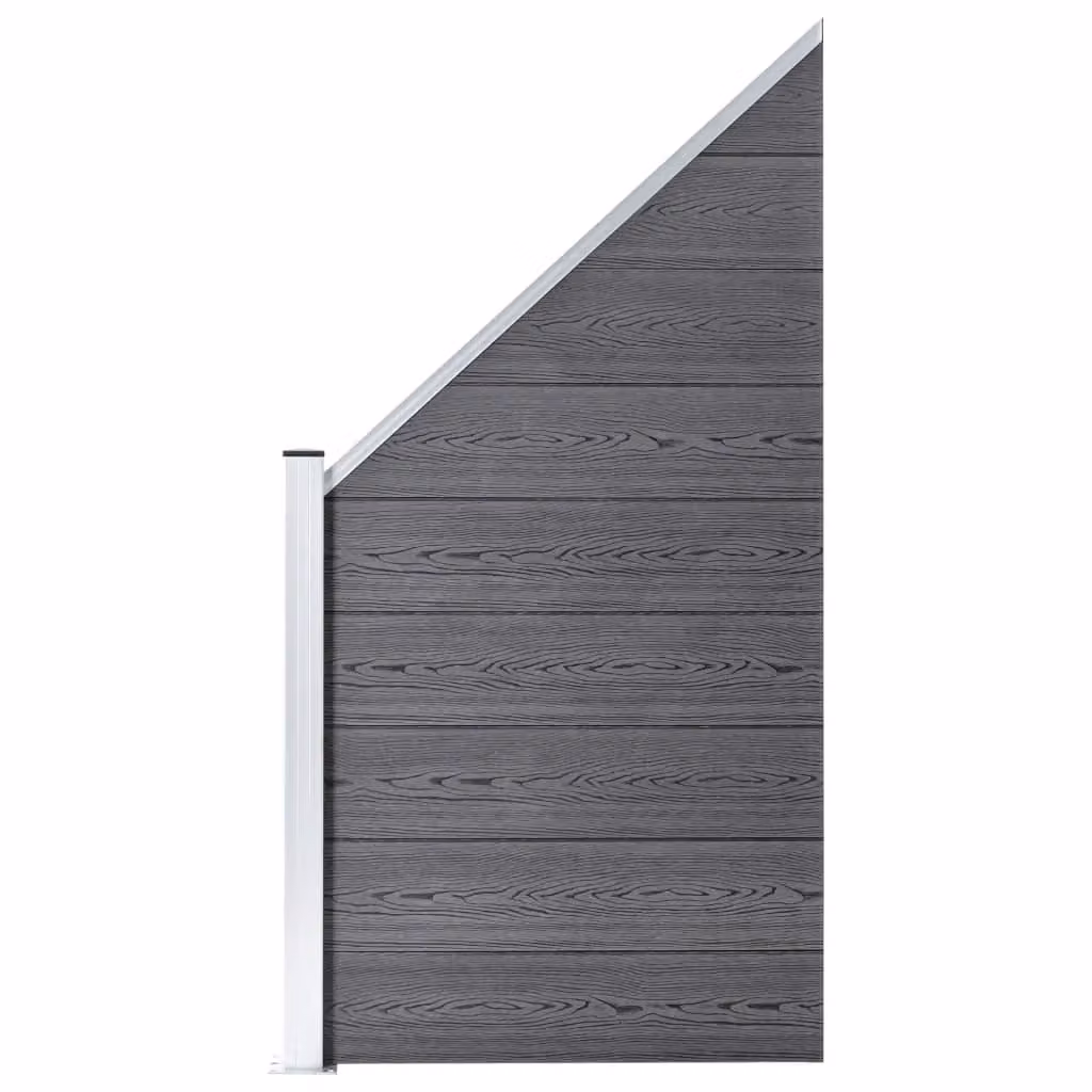 Berkfield Home WPC and Aluminium Fence Set in Grey, 1 Square and 1 Slanted Panel, W: 273 cm, H: 186 cm – 2