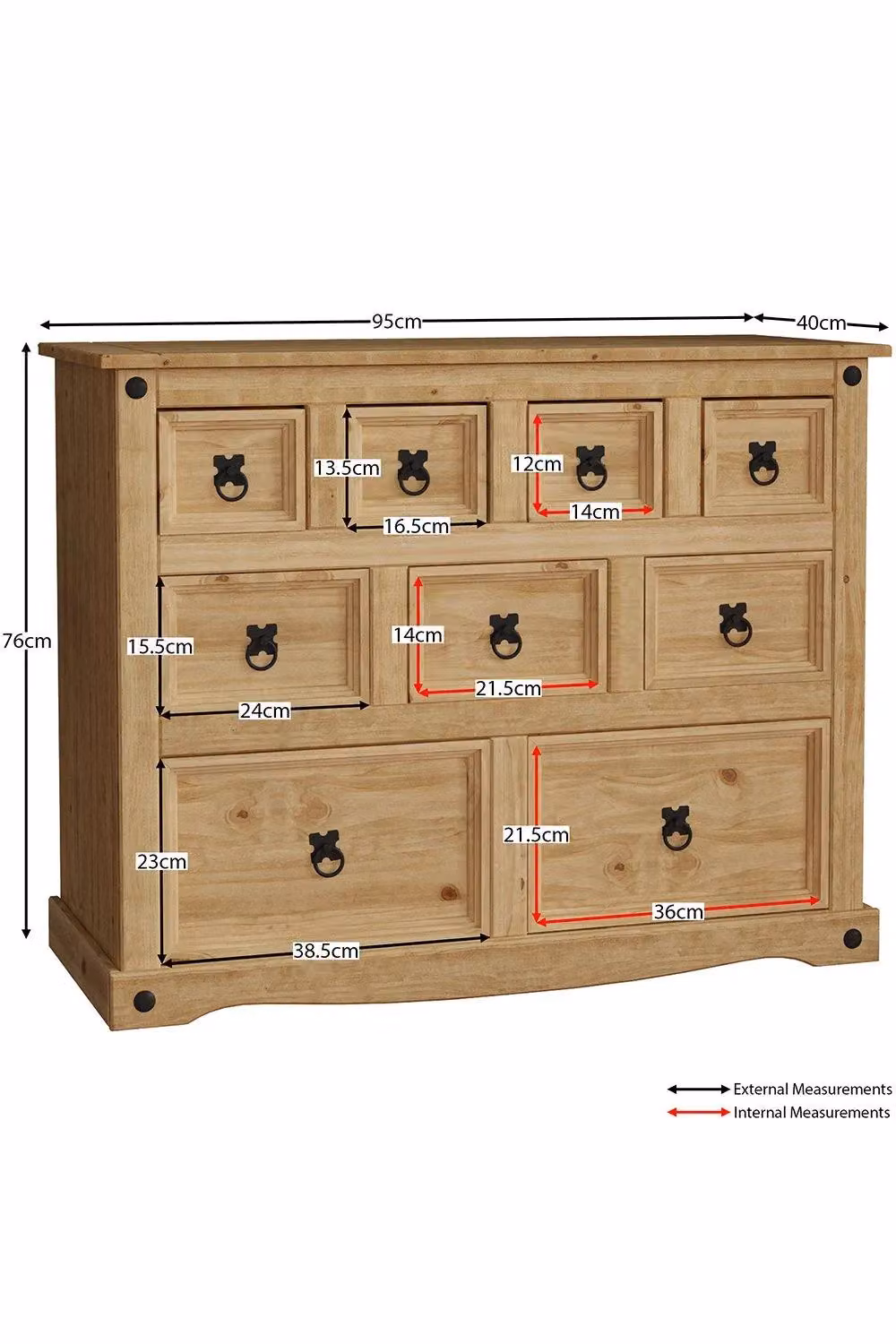 Vida Designs Corona Solid Wood Merchant Chest with 9 Drawers in Brown and Black – 2