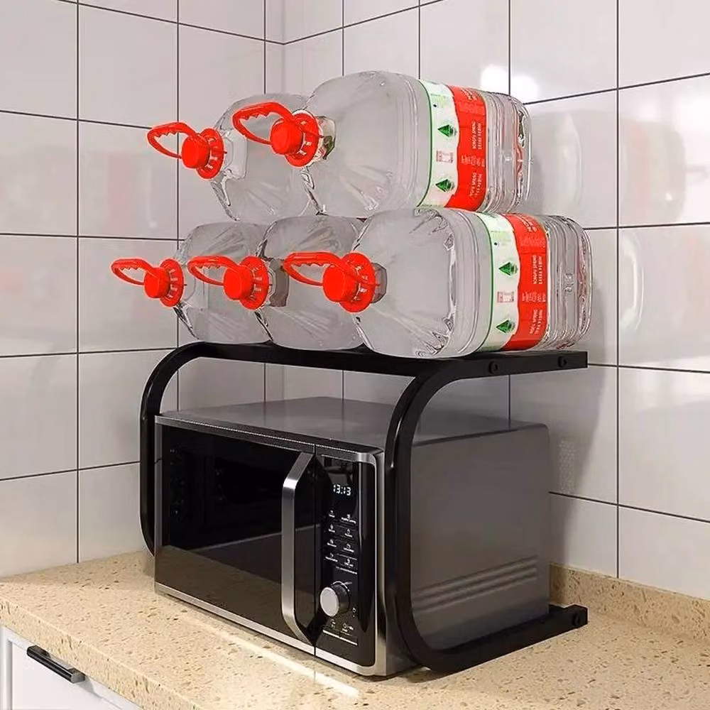 Kelvenix 2 Tier Microwave Oven Rack Stand in Matt Black, W/D/H: 54.5 x 36.0 x 34.0 cm – 4