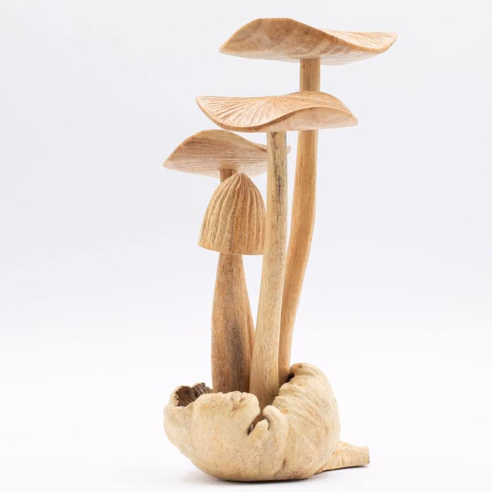 Serenityy Handmade Rustic Wood Mushroom Ornament, Brown, 4 Pack – 2