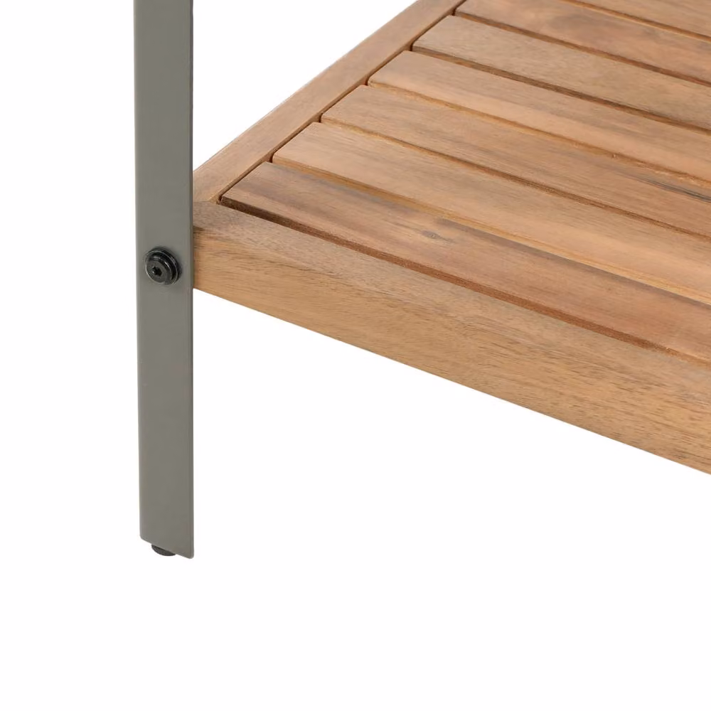 Wyld and Coco Brown Acacia Wood Outdoor Kitchen Island with Top Shelves W/D/H: 80 x 50 x 92 cm – 4