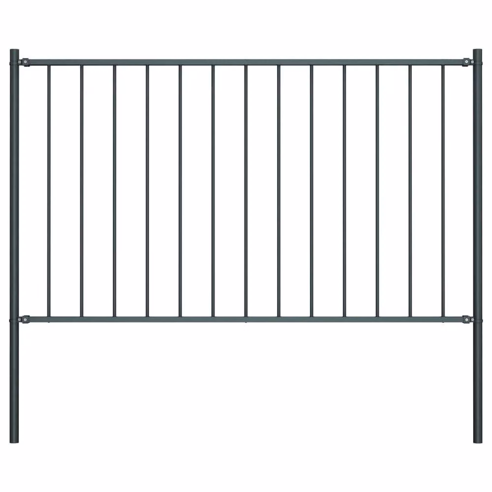 Berkfield Home Durable Powder-coated Steel Fence Panel with Posts, Anthracite Dark Grey, H: 170 cm, W: 100 cm – 1