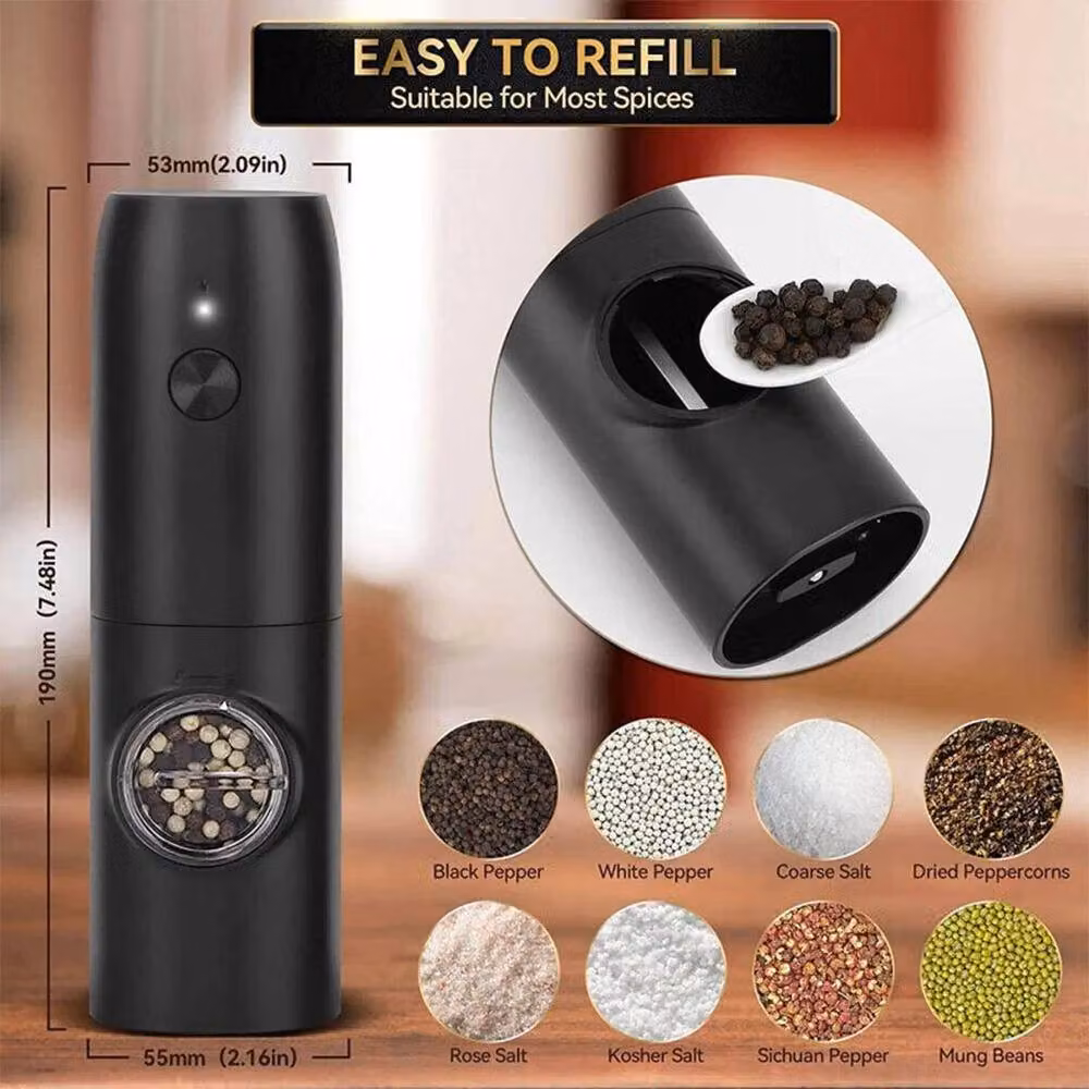 SPETLEK Professional Electric Salt and Pepper Mill Grinder with Ceramic Mechanism in Black – 3
