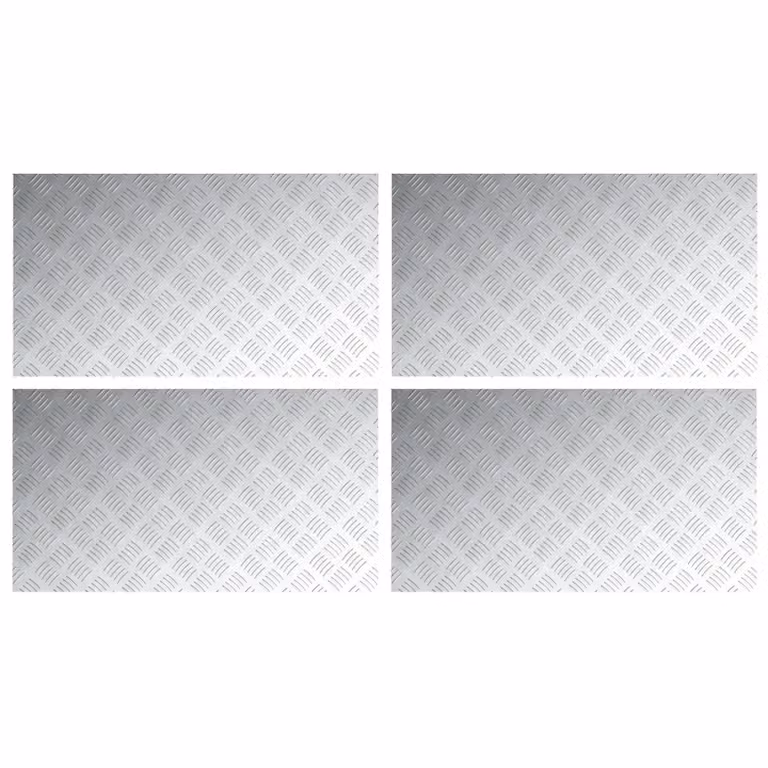 Berkfield Home Silver Aluminium Anti-Slip Checker Plate Sheets, 4 Pack, W: 90 cm, D: 50 cm