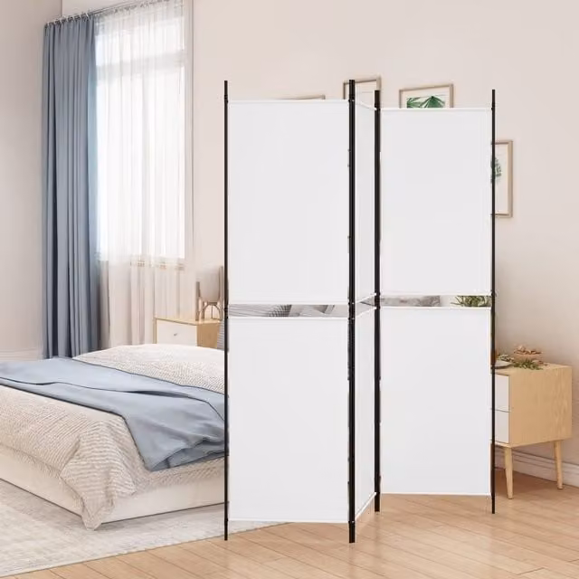 Berkfield Home 3-Panel Fabric Room Divider, White, W/H: 150 x 180 cm