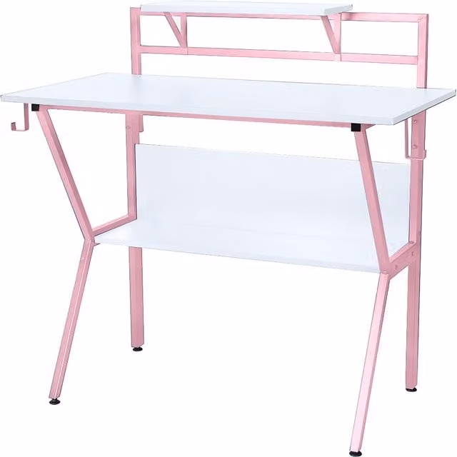 Neo 2 Tier Ergonomic Gaming Desk in Pink