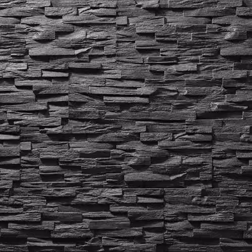 Wallsupply Ultralight Benevento Stone 3D Media Wall Panels, 30pcs, 3.15m2, Black Stone Polystyrene Tiles – 3