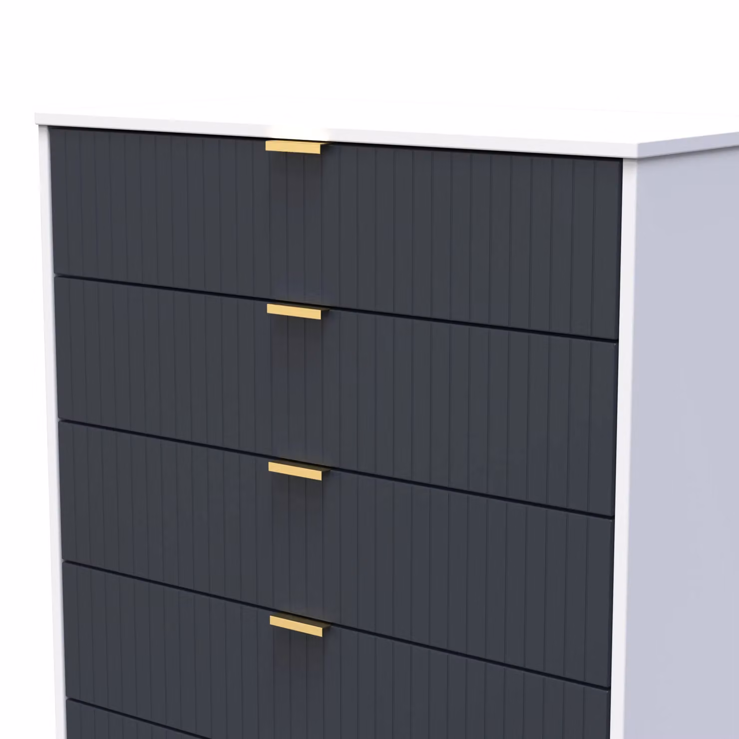 Ready Assembled 2 U Bexley 5 Drawer Chest in Dark Blue and Gold – 3
