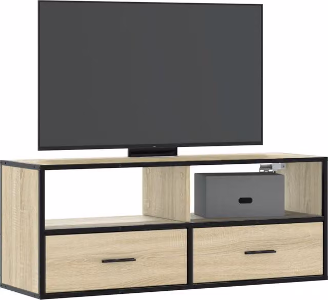 Berkfield Home Industrial TV Cabinet in Sonoma Oak and Brown, W/D/H: 100 x 39.5 x 39.5 cm