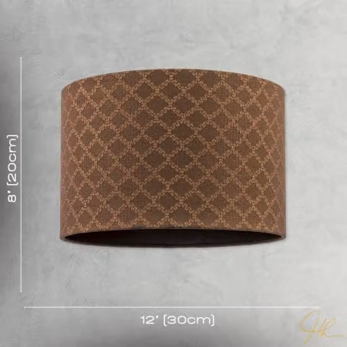 Happy Homewares Modern Chocolate Brown Woven Lattice Cylinder Lampshade in Textured Fabric, W/D/H: 30 x 20 x 15 cm – 4