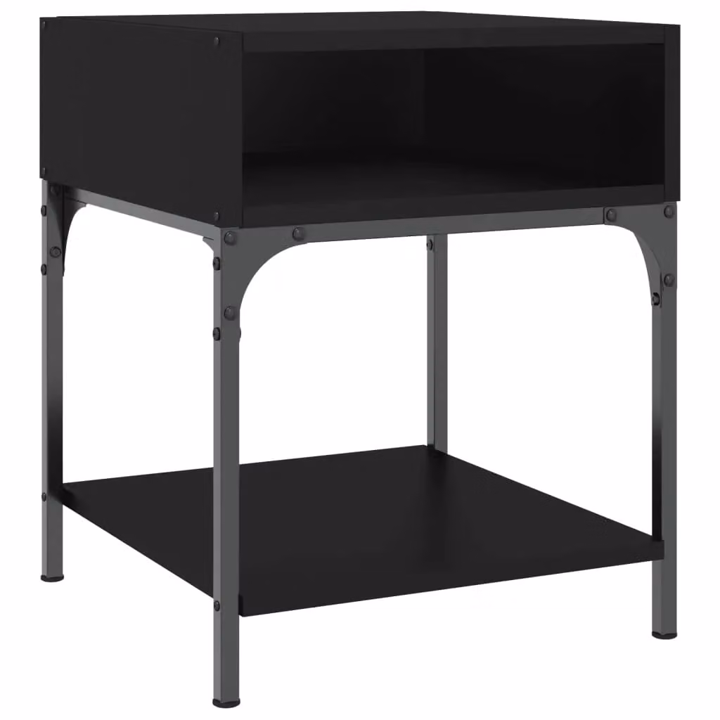 Berkfield Home Set of 2 Black Industrial Bedside Tables, W/D/H: 40 x 41 x 50 cm – 3